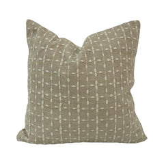 Beige Geometric Embroidered Cotton Cushion Cover | 45x45 cm Decorative Throw Pillow Cover