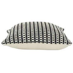 Housse de Coussin Géométrique en Coton Tissée Main Noir et Blanc 45x45 cm | Coussin Décoratif Texturé Moderne | Décoration Bohème Minimale