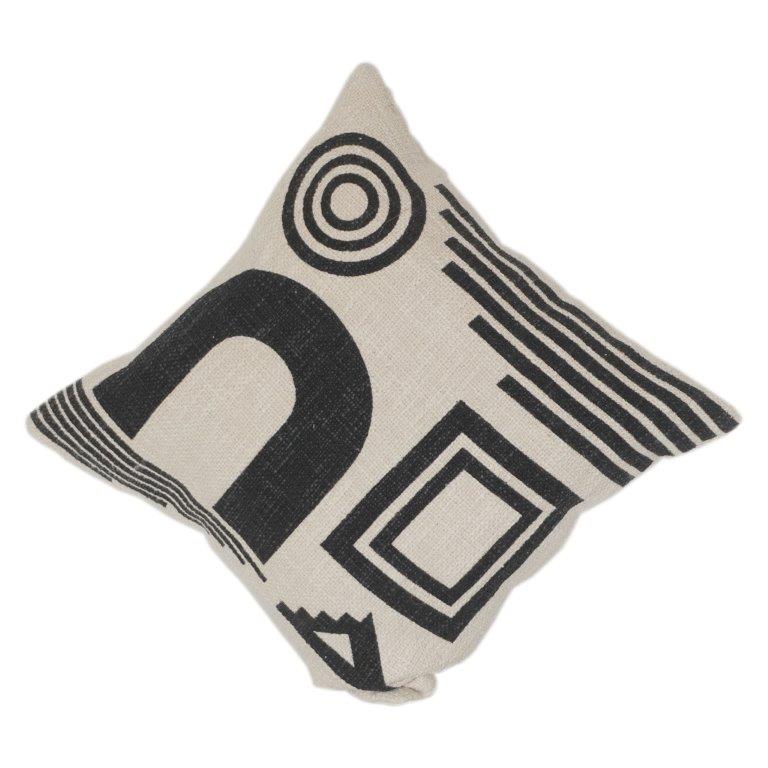 Modern Black & White Geometric Cotton Cushion Cover | Abstract Minimalist Throw Pillow | 18x18 Inch - Bulk manufacturer & supplier from Panipat, India