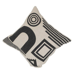 Modern Black & White Geometric Cotton Cushion Cover | Abstract Minimalist Throw Pillow | 18x18 Inch