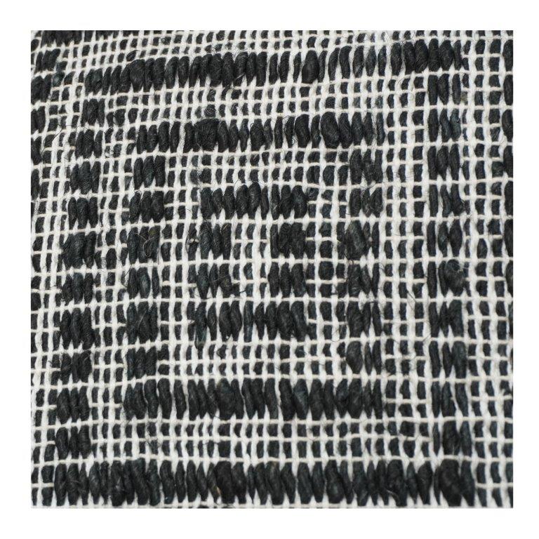 Handwoven Jute Cushion Cover – Black & Natural Geometric Pattern | Rustic Boho Decor | 18x18 Inch