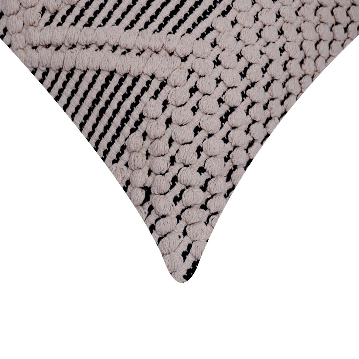 Handmade Textured Cotton Cushion Cover 45x45 cm | Geometric Woven Knot Pattern | Boho Modern Decorative Throw Pillow Cover - Bulk manufacturer & supplier from Panipat, India