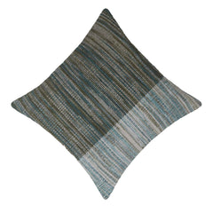 Handwoven Textured Cotton Cushion Cover 45x45 cm | Blue & Grey Woven Decorative Throw Pillow Cover | Modern Boho Home Décor | Hidden Zipper
