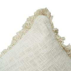 Housse de coussin minimaliste en coton naturel avec bords frangés – 45x45 cm | Housse de coussin décoratif neutre à texture douce
