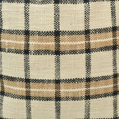 Handwoven Plaid Cotton Cushion Cover – Beige & Charcoal Check Pattern | 45x45 cm
