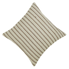 Handwoven Cotton Cushion Cover 45x45 cm – Ivory & Taupe Striped Textured Design | Handmade Boho Home Décor