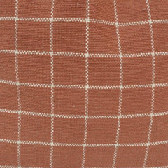 Handmade Cotton Windowpane Cushion Cover 45x45 cm | Rust Brown Checked Throw Pillow Cover | Modern Woven Decorative Cushion