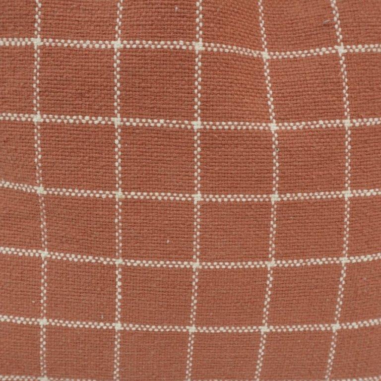 Handmade Cotton Windowpane Cushion Cover 45x45 cm | Rust Brown Checked Throw Pillow Cover | Modern Woven Decorative Cushion