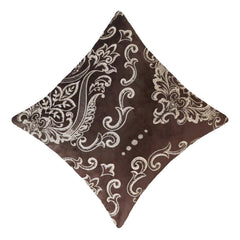 Machine Embroidered Cotton Cushion Cover 45x45 cm | Elegant Damask Floral Pattern | Decorative Throw Pillow Cover with Concealed Zipper | Brown & Beige