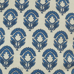 Blue Floral Block Print Cotton Cushion Cover – 45x45 cm | Handcrafted Decorative Throw Pillow Cover