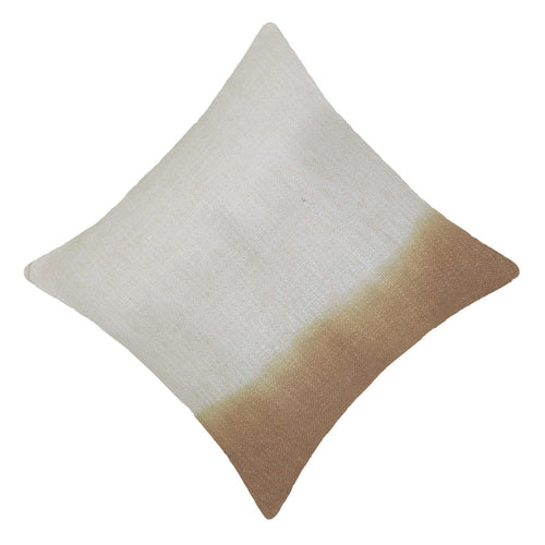 Beige and brown ombre tie-dye textured cotton cushion cover 45x45 cm