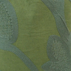 Verdant Bloom Embroidered Cotton Cushion Cover – Green Abstract Botanical Design | 45x45 cm