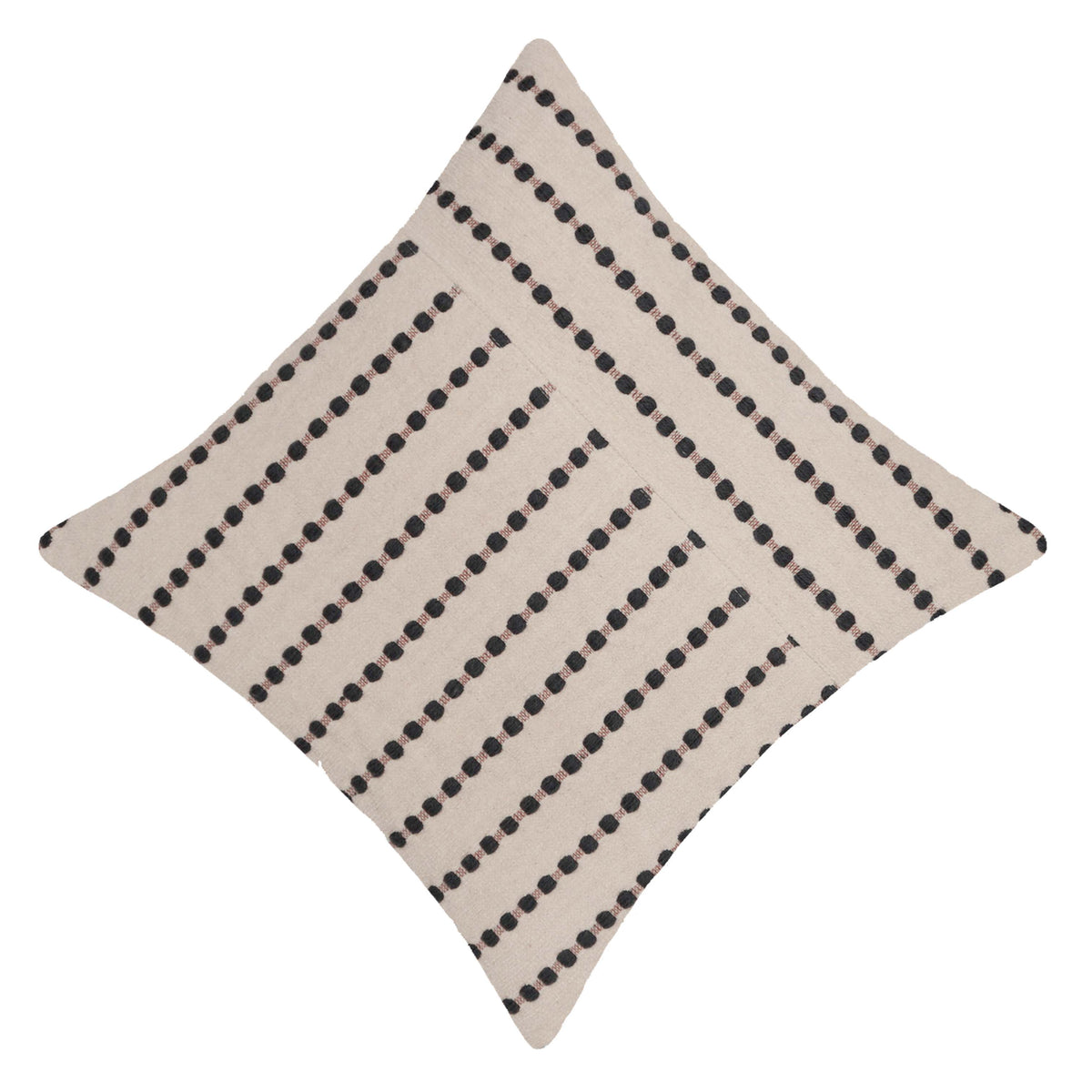 Handwoven Cotton Cushion Cover 45x45 cm | Ivory & Black Textured Woven Stripe Design | Decorative Throw Pillow Cover | Hidden Zip | Boho Modern Home Décor - Bulk manufacturer & supplier from Panipat, India