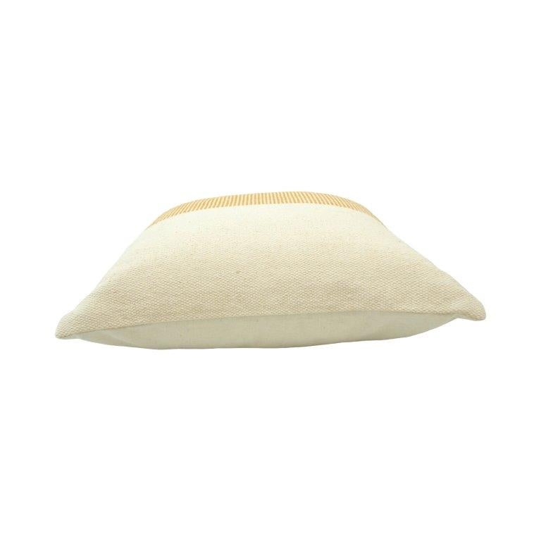 Handmade Two-Tone Cotton Cushion Cover 45x45 cm | Mustard & Ivory Textured Decorative Pillow Cover - Bulk manufacturer & supplier from Panipat, India