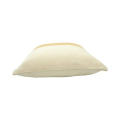 Handmade Two-Tone Cotton Cushion Cover 45x45 cm | Mustard & Ivory Textured Decorative Pillow Cover