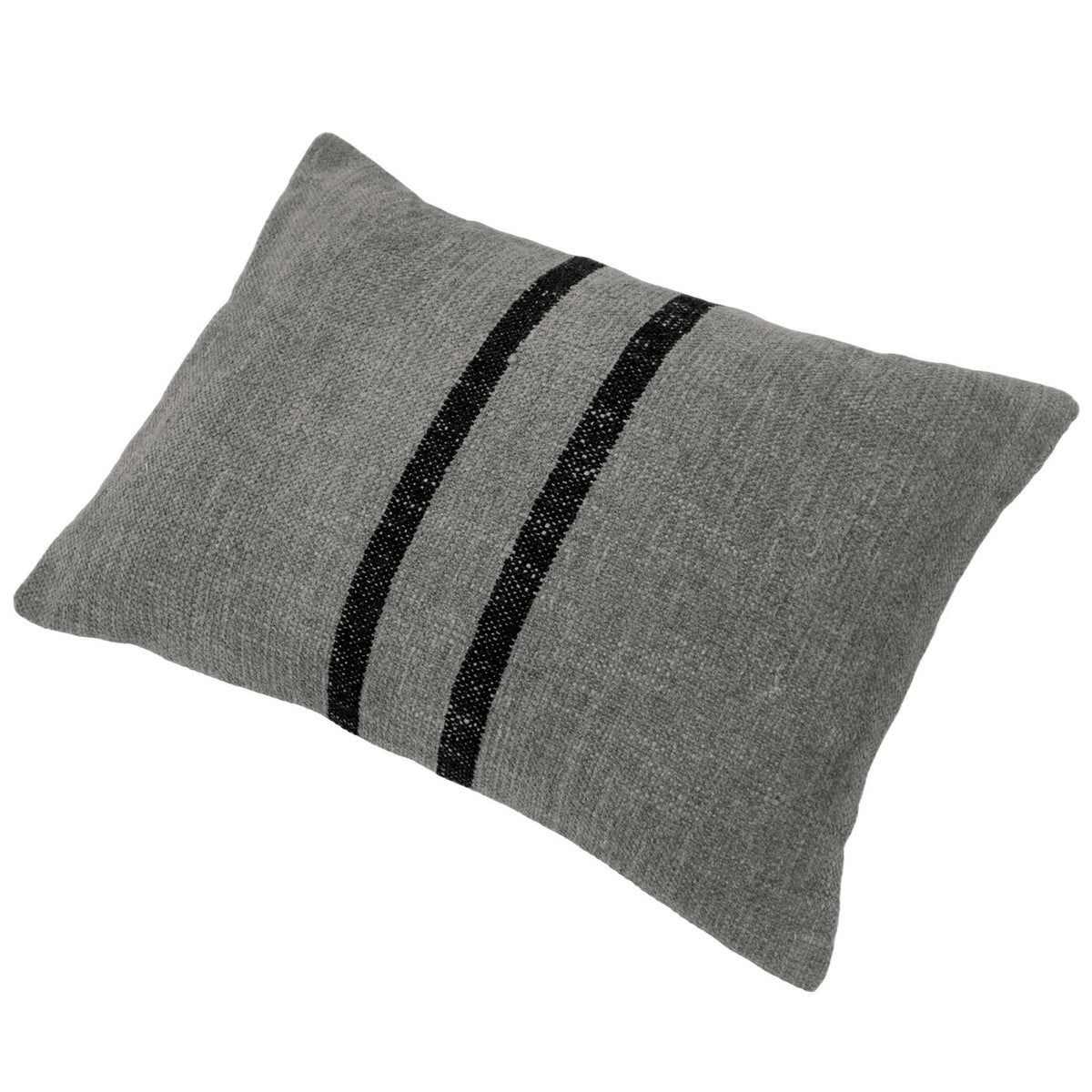 Grey and black striped textured handwoven cushion cover 35x50 cm