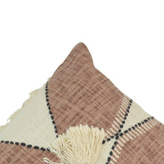 Boho Geometric Printed & Embroidered Cushion Cover with Tassels – 45x45 cm