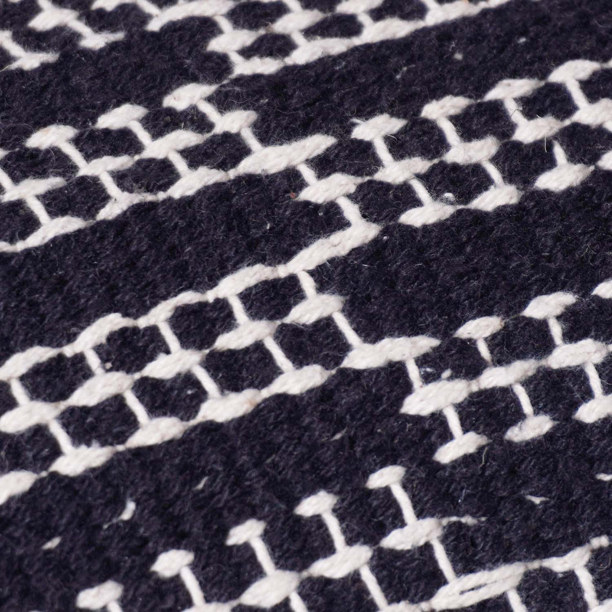 Handwoven Black & White Cotton Cushion Cover 45x45 cm | Geometric Textured Handmade Cushion Cover | Modern Boho Decorative Pillow Cover - Bulk manufacturer & supplier from Panipat, India