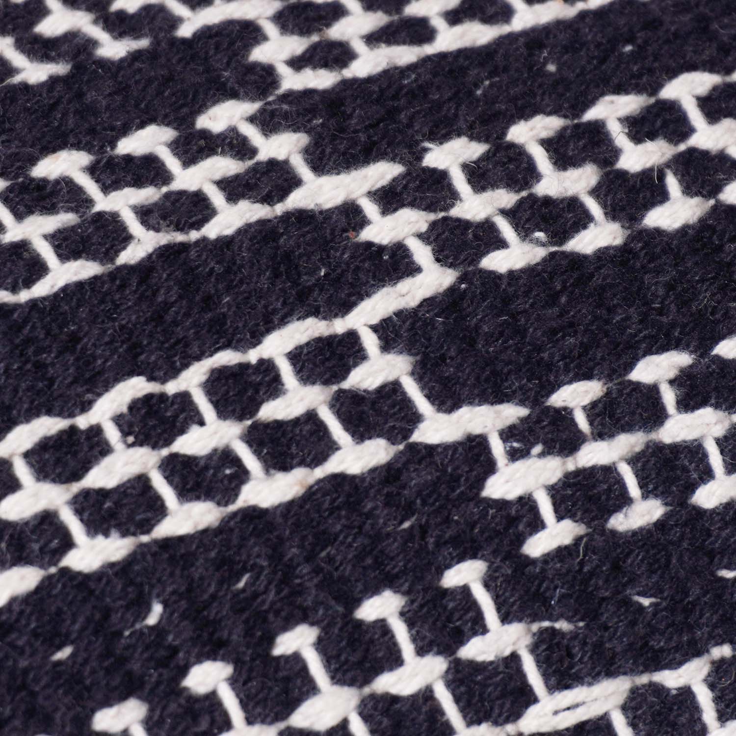 Handwoven Black & White Cotton Cushion Cover 45x45 cm | Geometric Textured Handmade Cushion Cover | Modern Boho Decorative Pillow Cover
