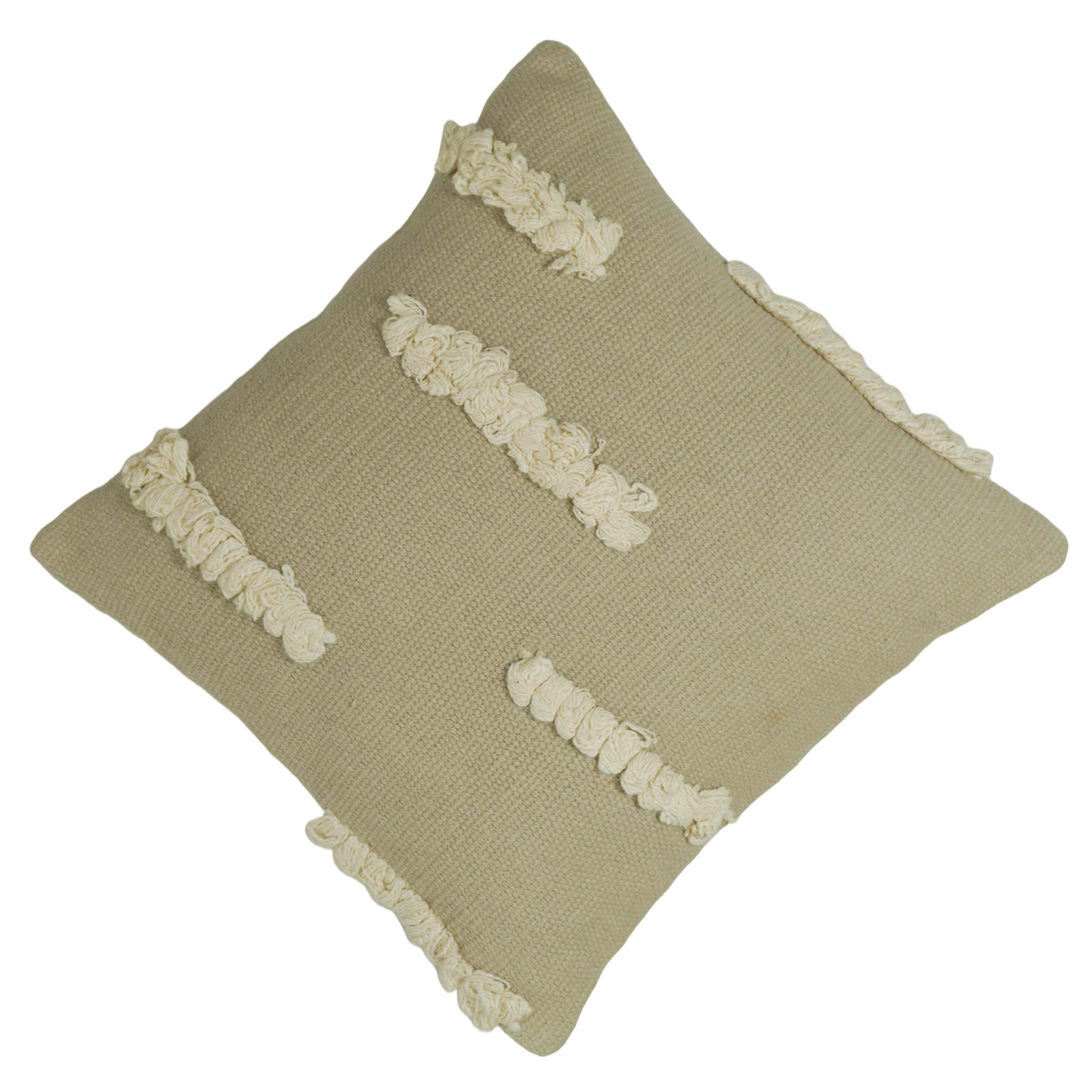 Handwoven Cotton Cushion Cover 45x45 cm | Textured Tufted Loop Design | Decorative Throw Pillow Cover | Hidden Zipper | Natural Beige | Modern Boho Home Décor