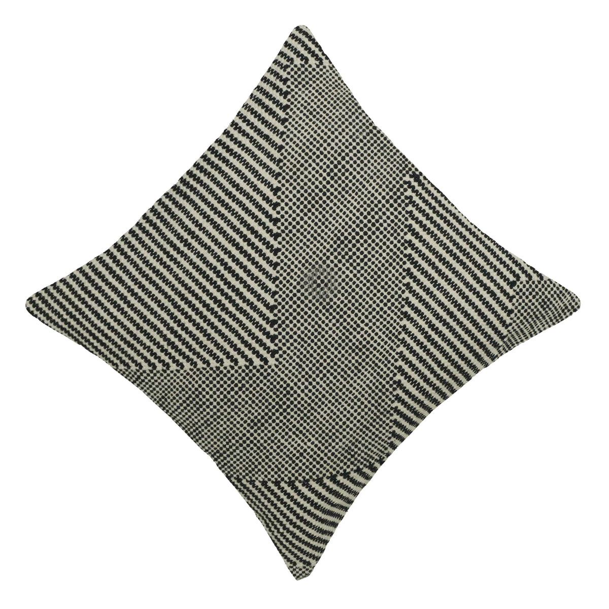 Handwoven Cotton Cushion Cover 45x45 cm – Black & Ivory Abstract Geometric Pattern