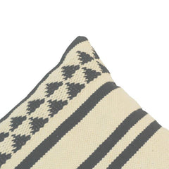 Handmade Black & Ivory Striped Cotton Cushion Cover 45x45 cm | Woven Geometric Accent Pillow Cover