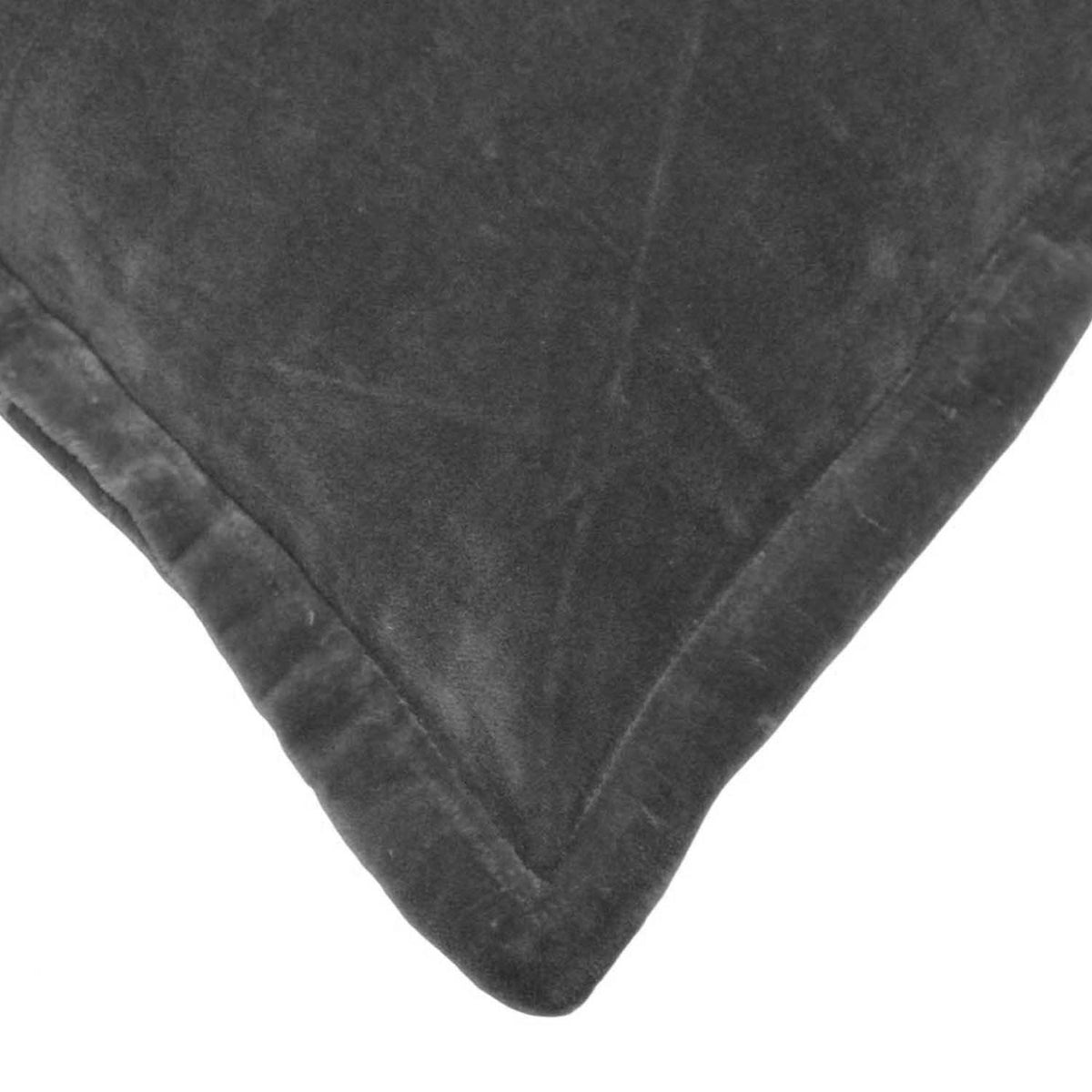 Charcoal Grey Velvet Cotton Cushion Cover – 45 x 45 cm | Solid Textured Accent Cushion Cover