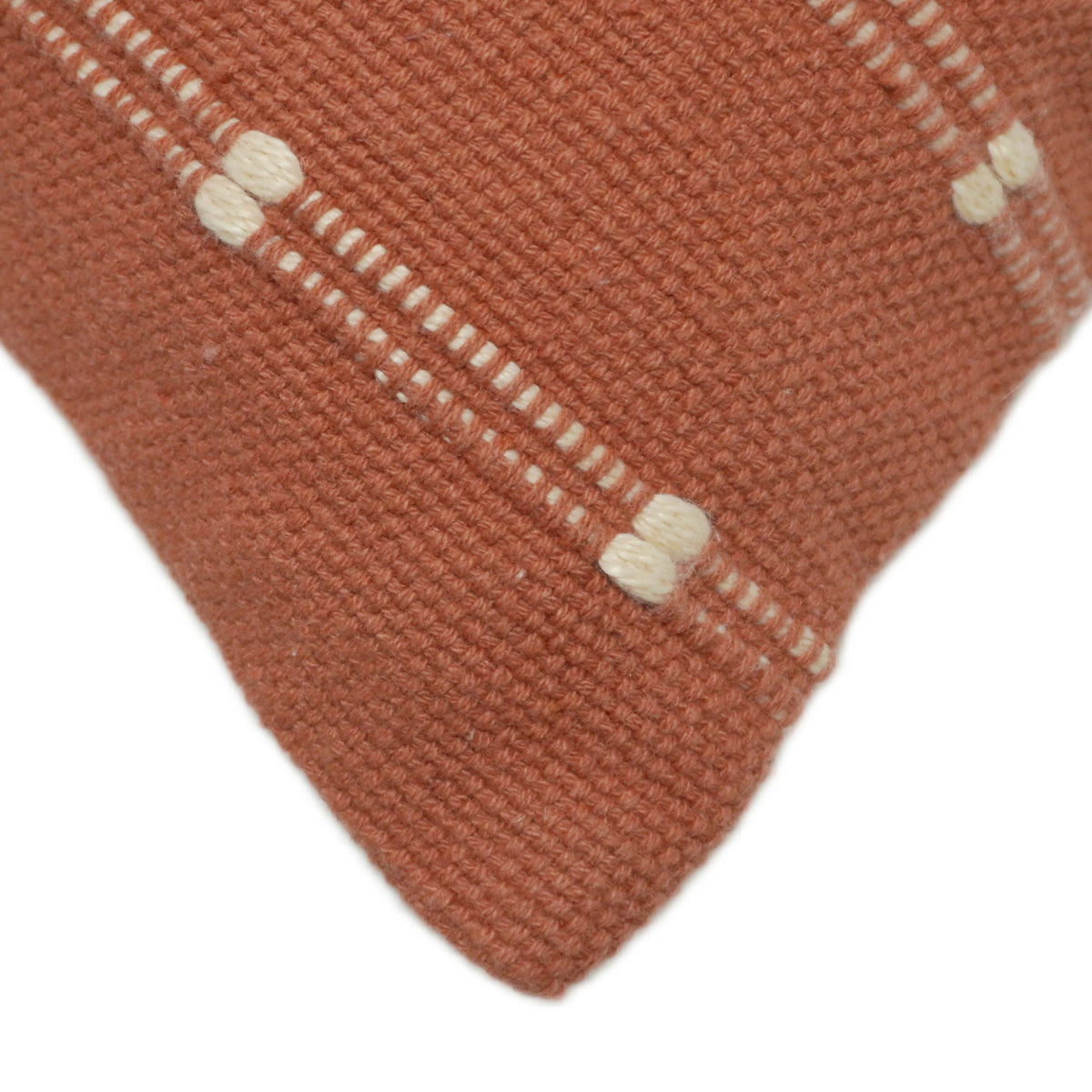 Handwoven Terracotta & Ivory Striped Cushion Cover – 45 x 45 cm