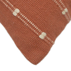 Handwoven Terracotta & Ivory Striped Cushion Cover – 45 x 45 cm