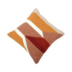 Handmade Geometric Cotton Cushion Cover 45x45 cm | Woven Boho Decorative Pillow Cover in Terracotta & Rust