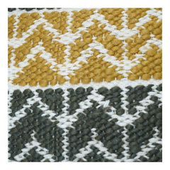 Housse de coussin en coton tissée main 45x45 cm – Rayures géométriques texturées Moutarde & Olive