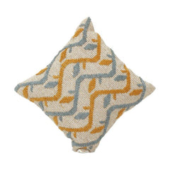 Abstract Zigzag Embroidered Cotton Cushion Cover 45x45 cm | Mustard & Grey Textured Design