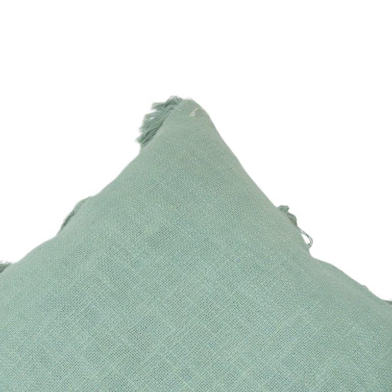Sage Green Tassel Cotton Cushion Cover – 45x45 cm Soft Textured Decorative Pillow Cover - Bulk manufacturer & supplier from Panipat, India