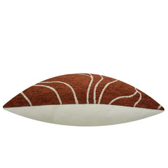 Rust Brown Jacquard Cushion Cover with Abstract Wavy Pattern – 45 x 45 cm