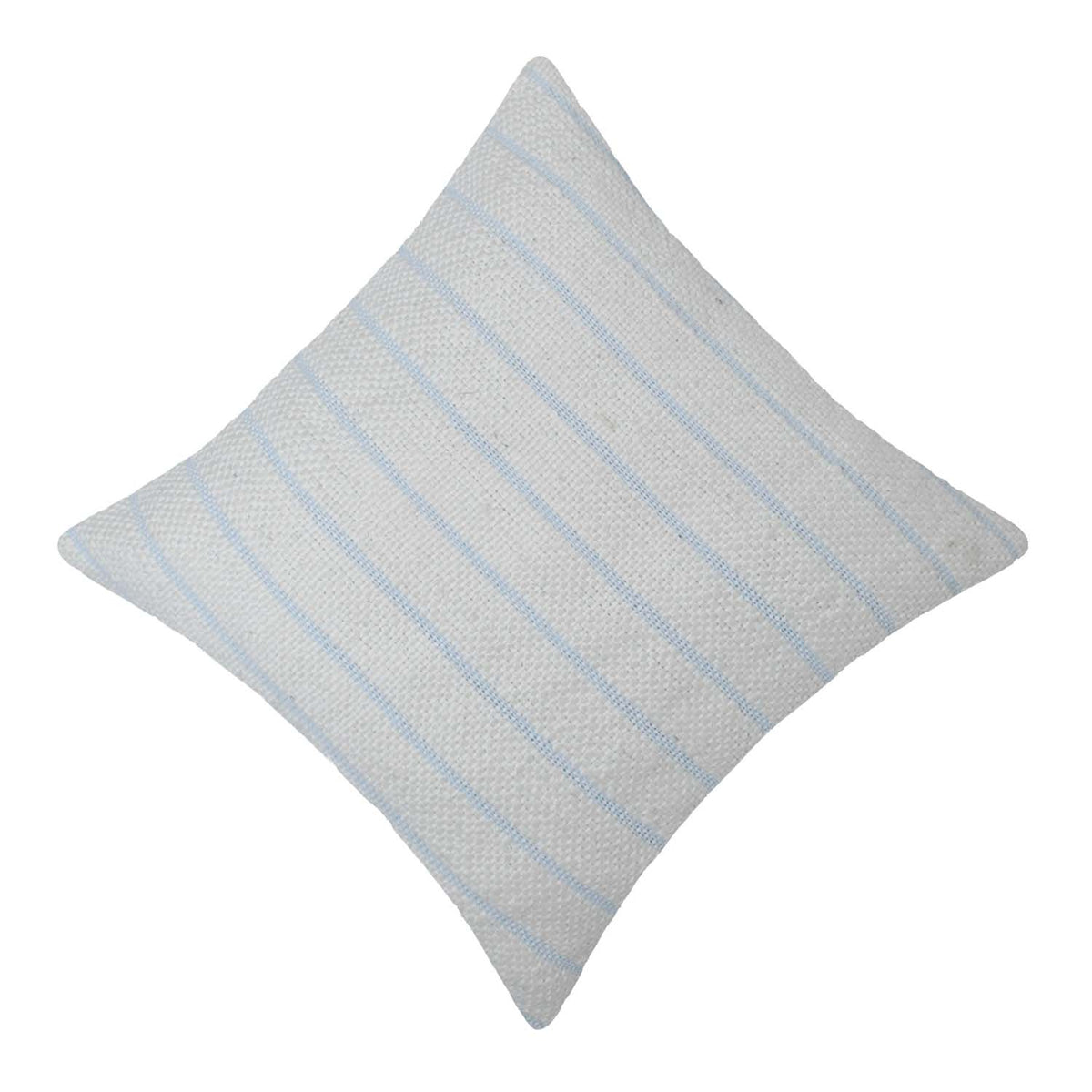 Handwoven Cotton Striped Cushion Cover 45x45 cm | Textured Woven Throw Pillow Cover | White & Sky Blue | Modern Farmhouse & Coastal Home Décor - Bulk manufacturer & supplier from Panipat, India