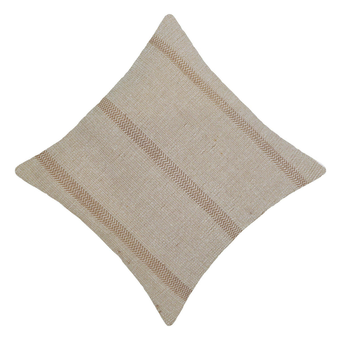 Handmade Cotton Cushion Cover 45x45 cm, Beige and Ivory Textured Woven Stripe Design