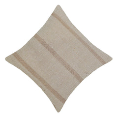 Handmade Cotton Cushion Cover 45x45 cm, Beige and Ivory Textured Woven Stripe Design