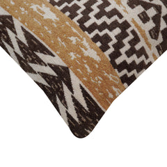 Brown mustard and ivory tribal geometric jacquard lumbar cushion cover 35x50 cm