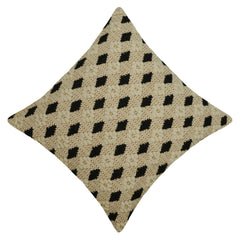 Handwoven Cotton Cushion Cover 45x45 cm | Black & Natural Geometric Textured Design | Boho Decorative Throw Pillow Cover | Hidden Zipper | Sofa & Bed Accent