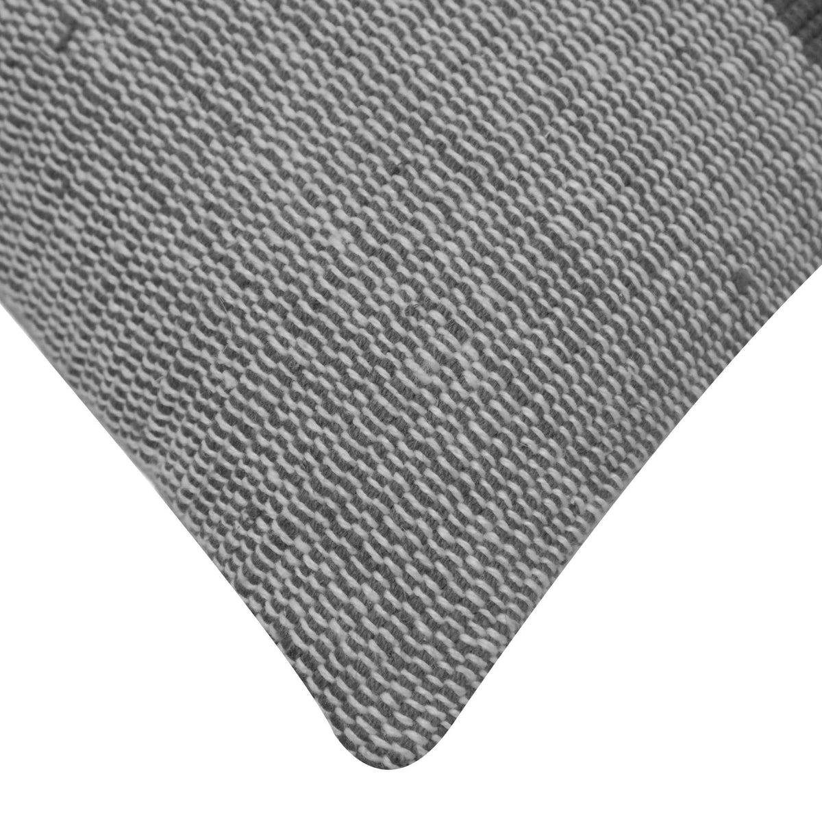 Handwoven Cotton Cushion Cover 45 x 45 cm – Grey & White Textured Patchwork Design for Sofa, Bed & Accent Chair
