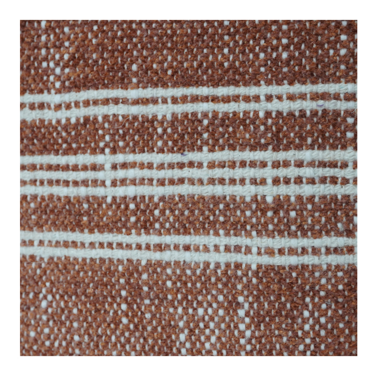 Rust & Ivory Handwoven Cotton Cushion Cover | Textured Stripe Design | 35 x 50 cm Lumbar Pillow - Bulk manufacturer & supplier from Panipat, India