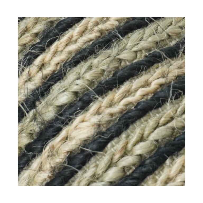 Handmade Jute Cotton Striped Cushion Cover | Black & Natural Textured Throw Pillow | 45x45 cm - Bulk manufacturer & supplier from Panipat, India