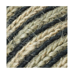 Handmade Jute Cotton Striped Cushion Cover | Black & Natural Textured Throw Pillow | 45x45 cm