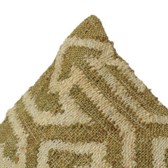 Handwoven Jute Cushion Cover with Textured Geometric Pattern | Natural Rustic Boho Throw Pillow Cover | 45x45 cm