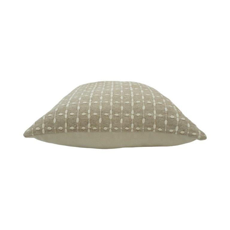 Beige Geometric Embroidered Cotton Cushion Cover | 45x45 cm Decorative Throw Pillow Cover - Bulk manufacturer & supplier from Panipat, India