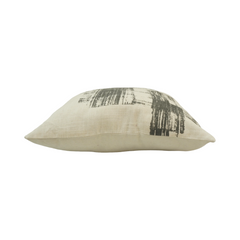 Modern Abstract Printed Cotton Cushion Cover – Beige & Charcoal | 45x45 cm Decorative Pillow Cover