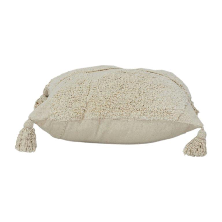 Cream Tufted Cotton Cushion Cover with Geometric Texture | Soft Neutral Decorative Pillow Cover (18x18 Inch) - Bulk manufacturer & supplier from Panipat, India