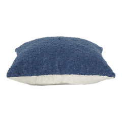 Housse de coussin en coton texturé fait main – Bleu uni | 45x45 cm | Housse de coussin décorative moderne et minimaliste