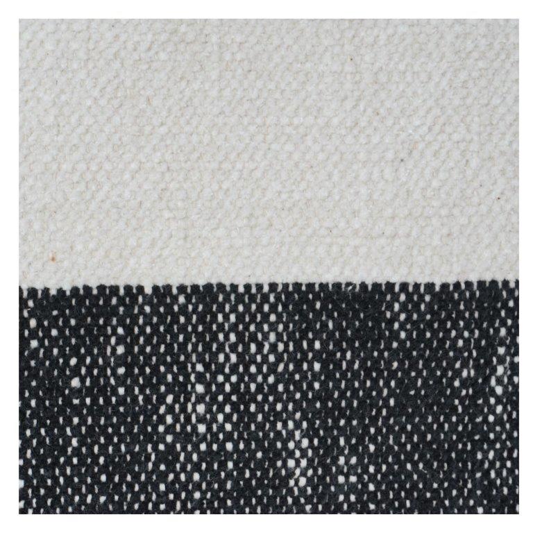 Handwoven Cotton Cushion Cover 45x45 cm | Minimal Black Stripe Design with Tassels | Boho Modern Decor Pillow