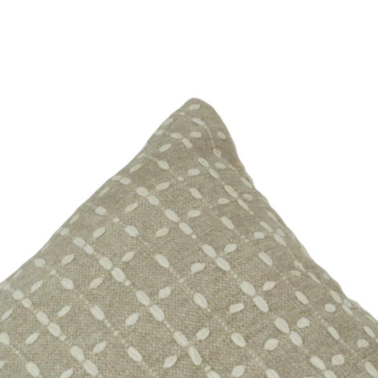 Beige Geometric Embroidered Cotton Cushion Cover | 45x45 cm Decorative Throw Pillow Cover - Bulk manufacturer & supplier from Panipat, India